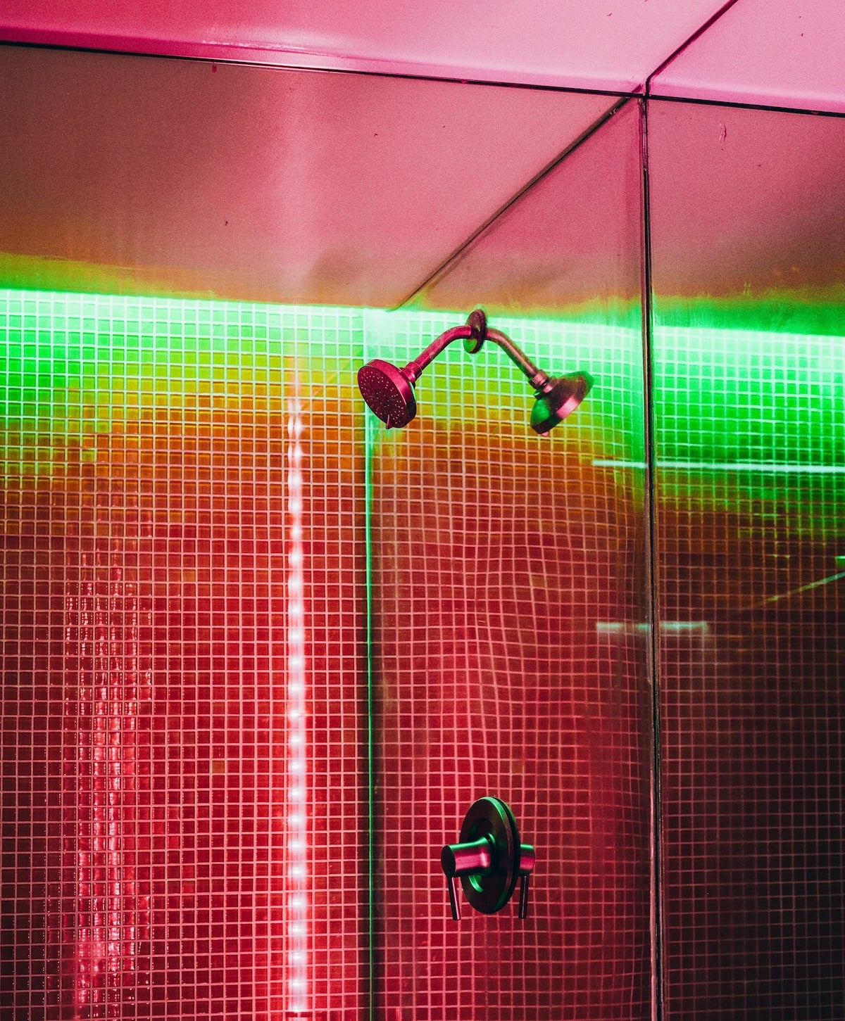 Bathroom shower with color changing lights