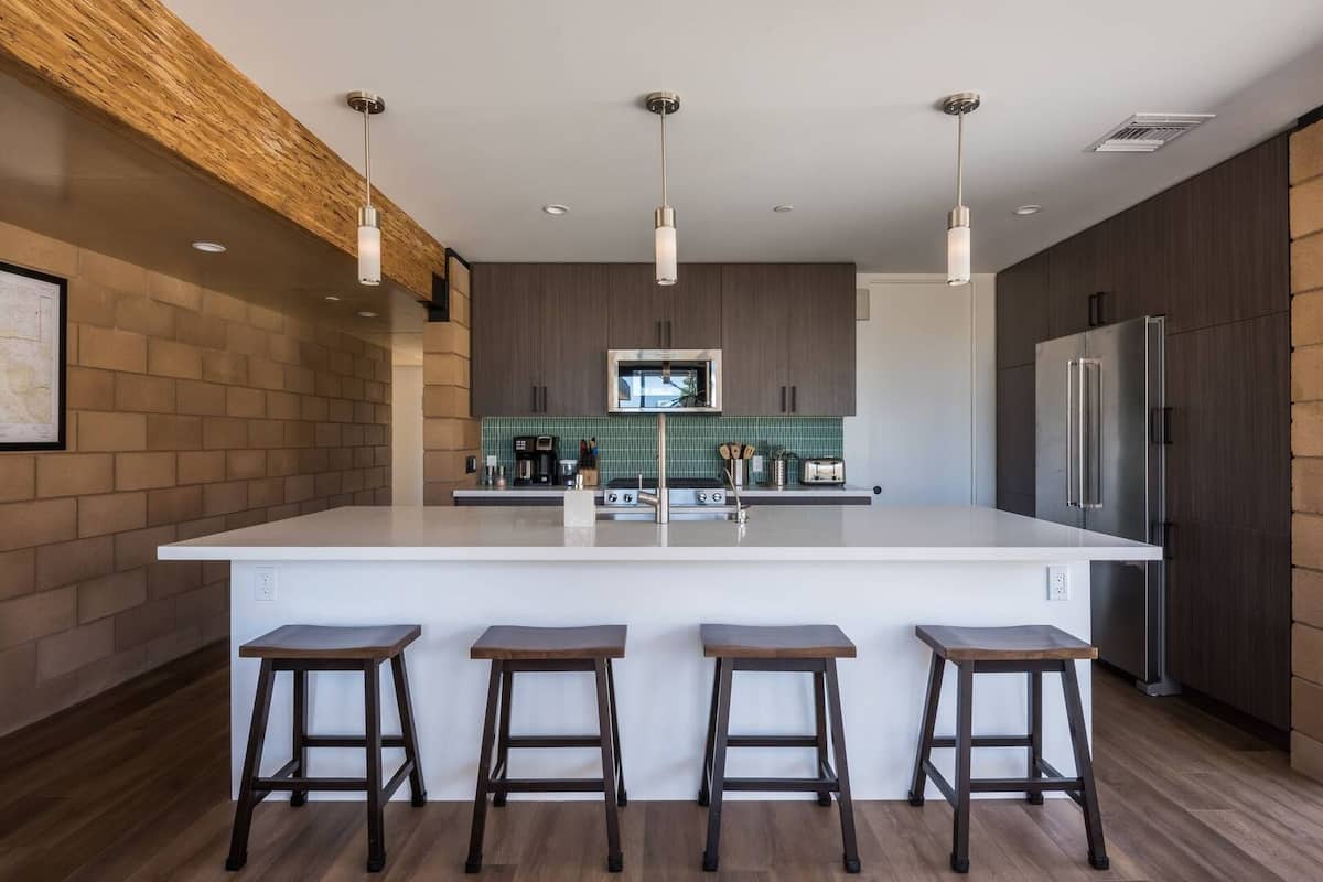 Eat-in kitchen, adjacent to dining area