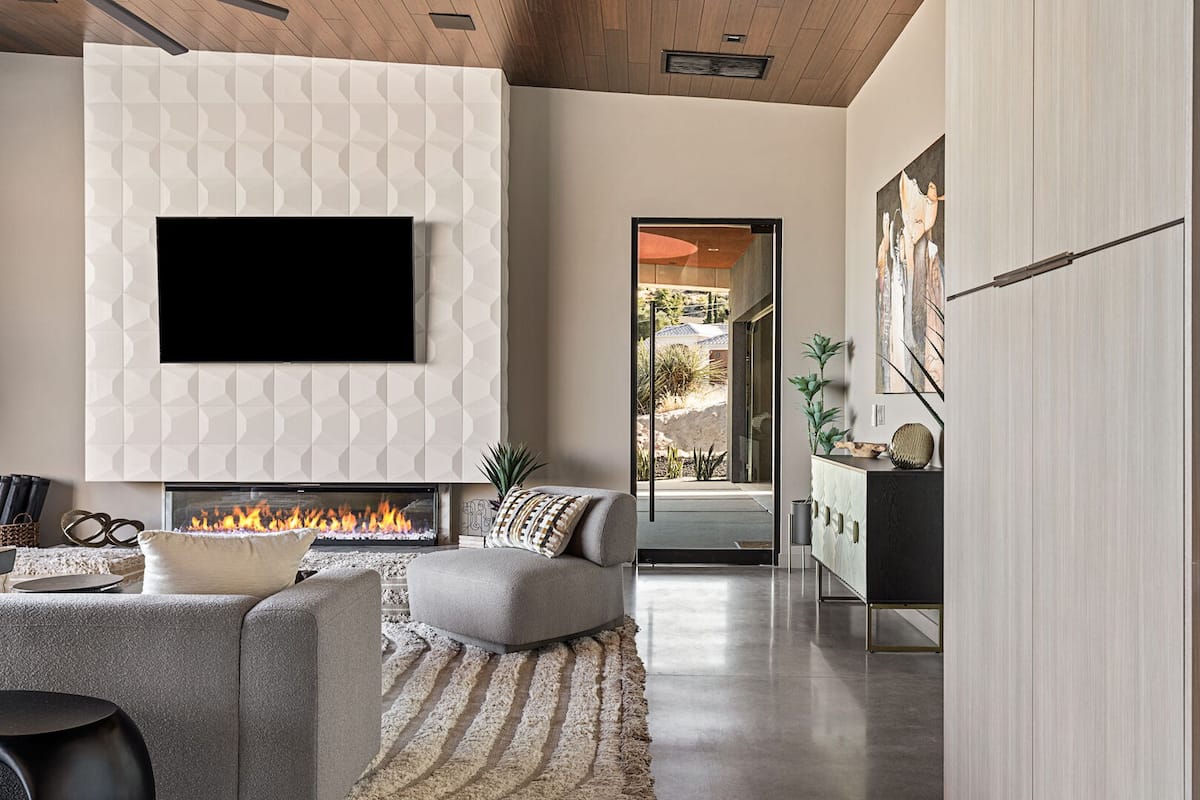 Get cozy by the fireplace