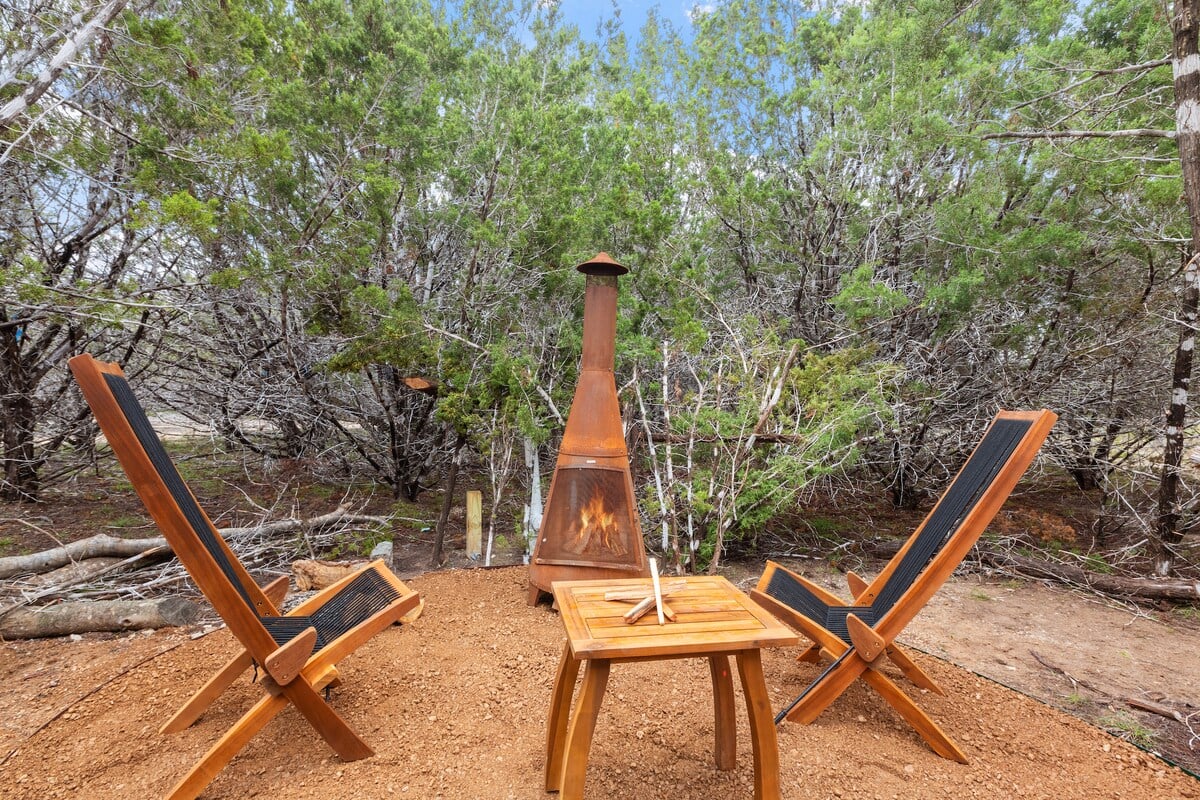 Sit outside at dusk by a cozy fire and enjoy the majestic sunset
